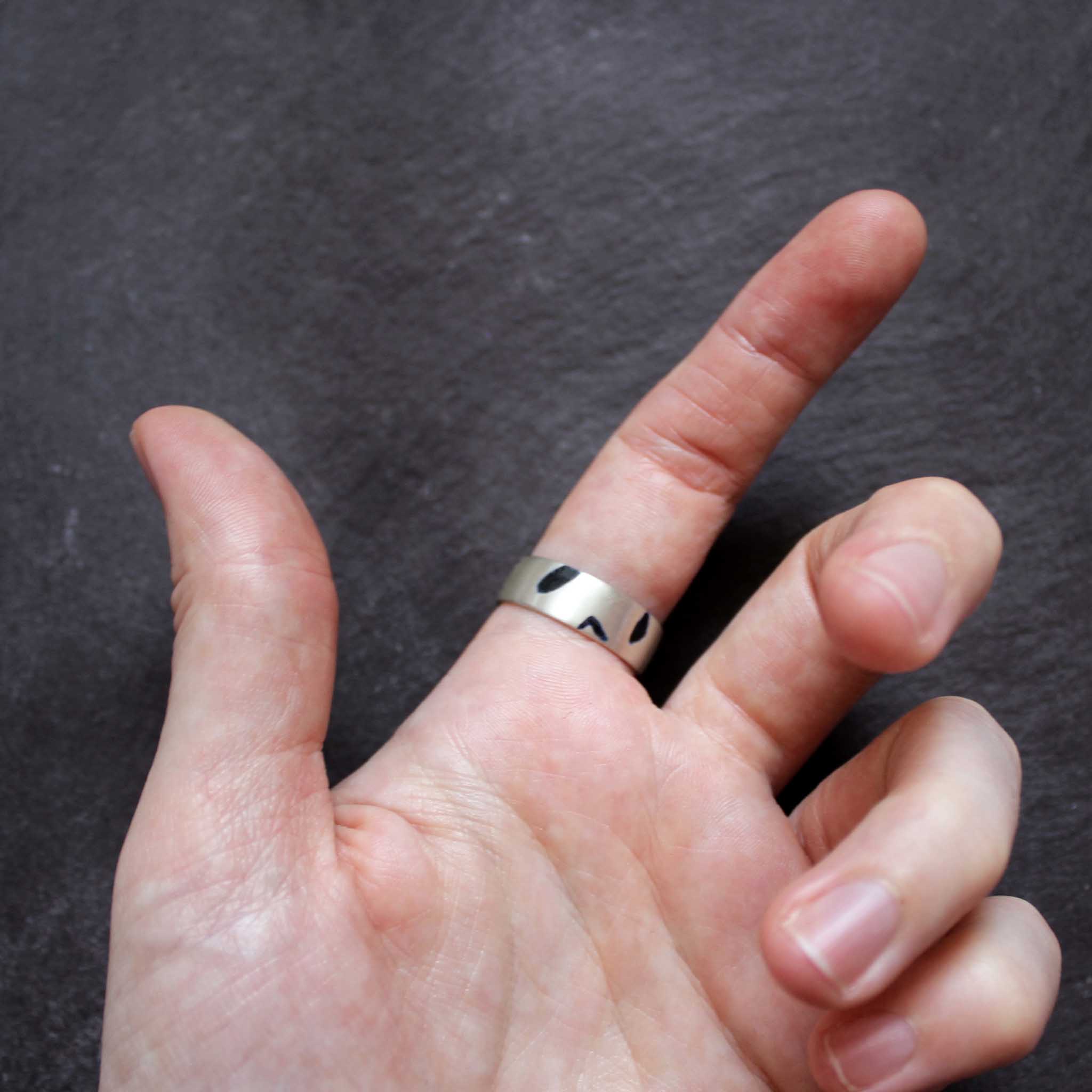 Slim Sterling Silver and Black Enamel Inlay Ring